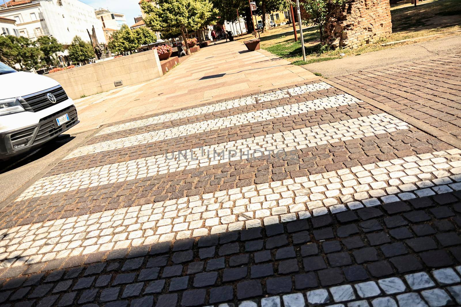 Rovigo, Italy 29 july 2022: Pedestrian crossing detail