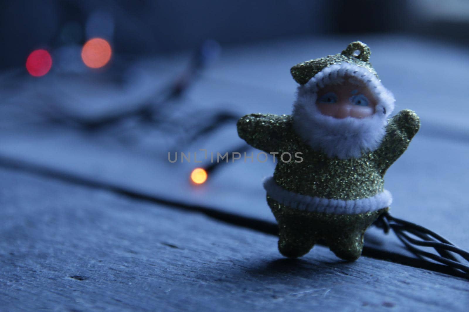 santa claus on the background of christmas lights. High quality photo