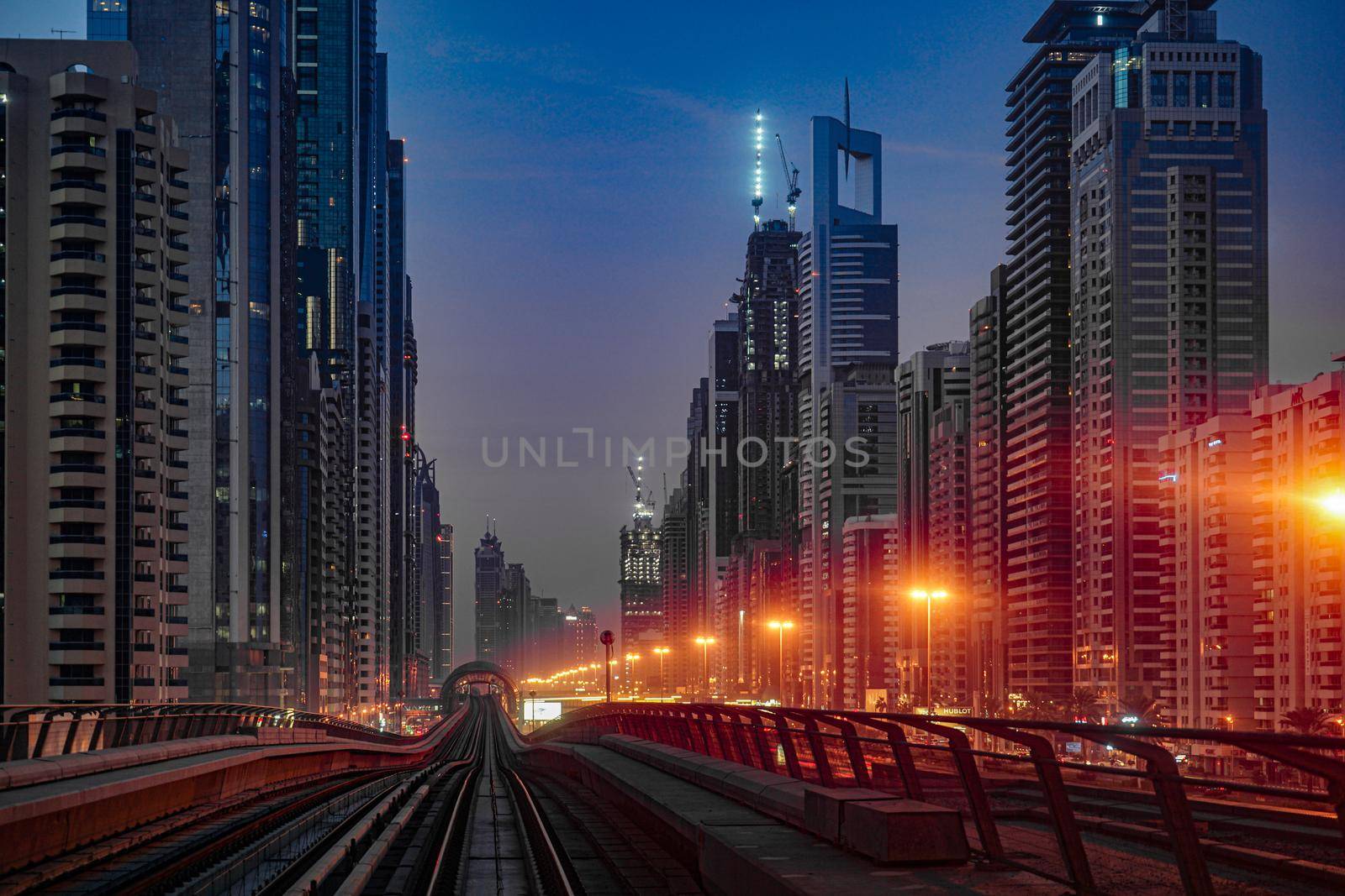 Dubai cityscape and morning ran. Shooting Location: Dubai