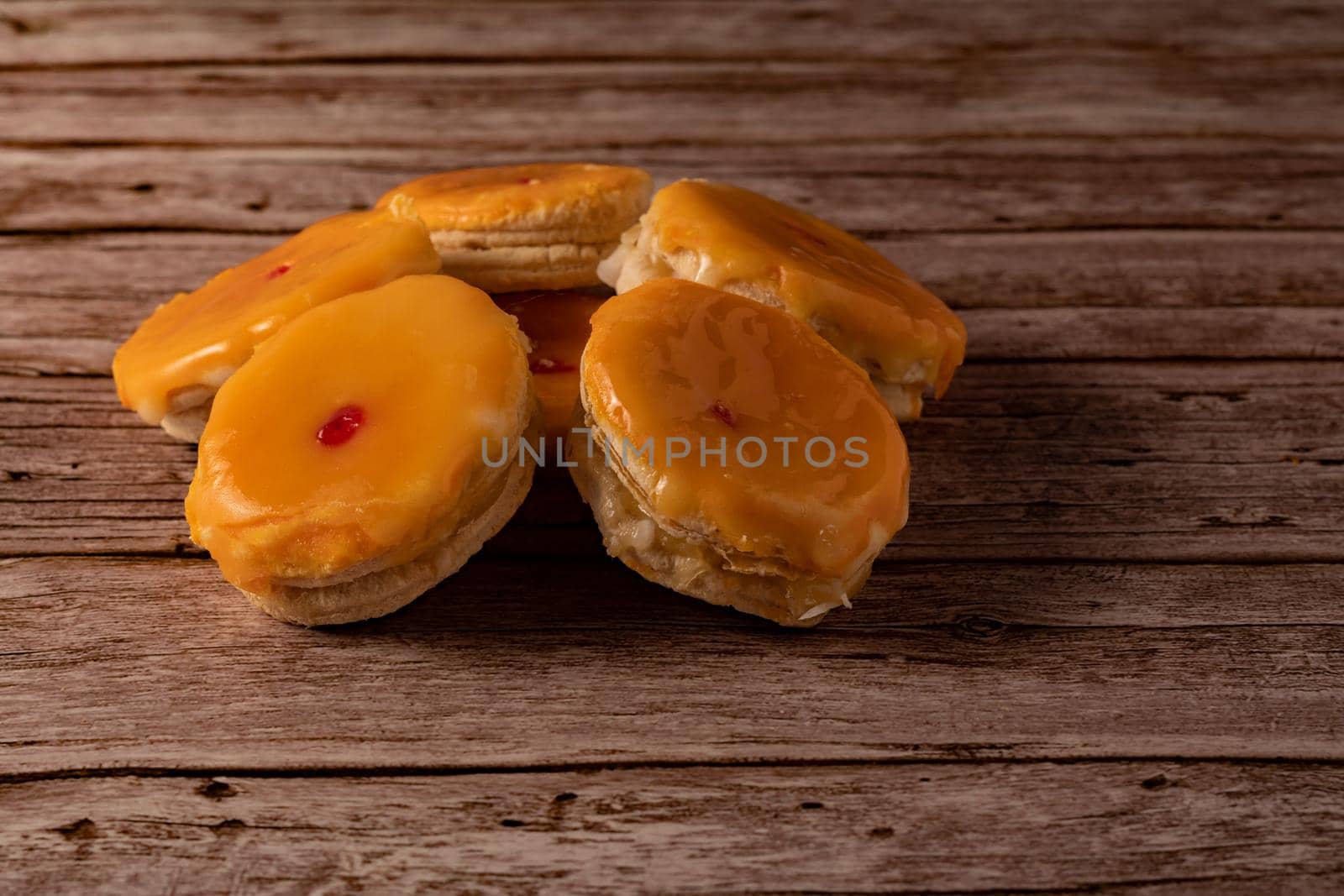 tortas locas or crazy cakes typical from andalucia, spain isolated on a wood background