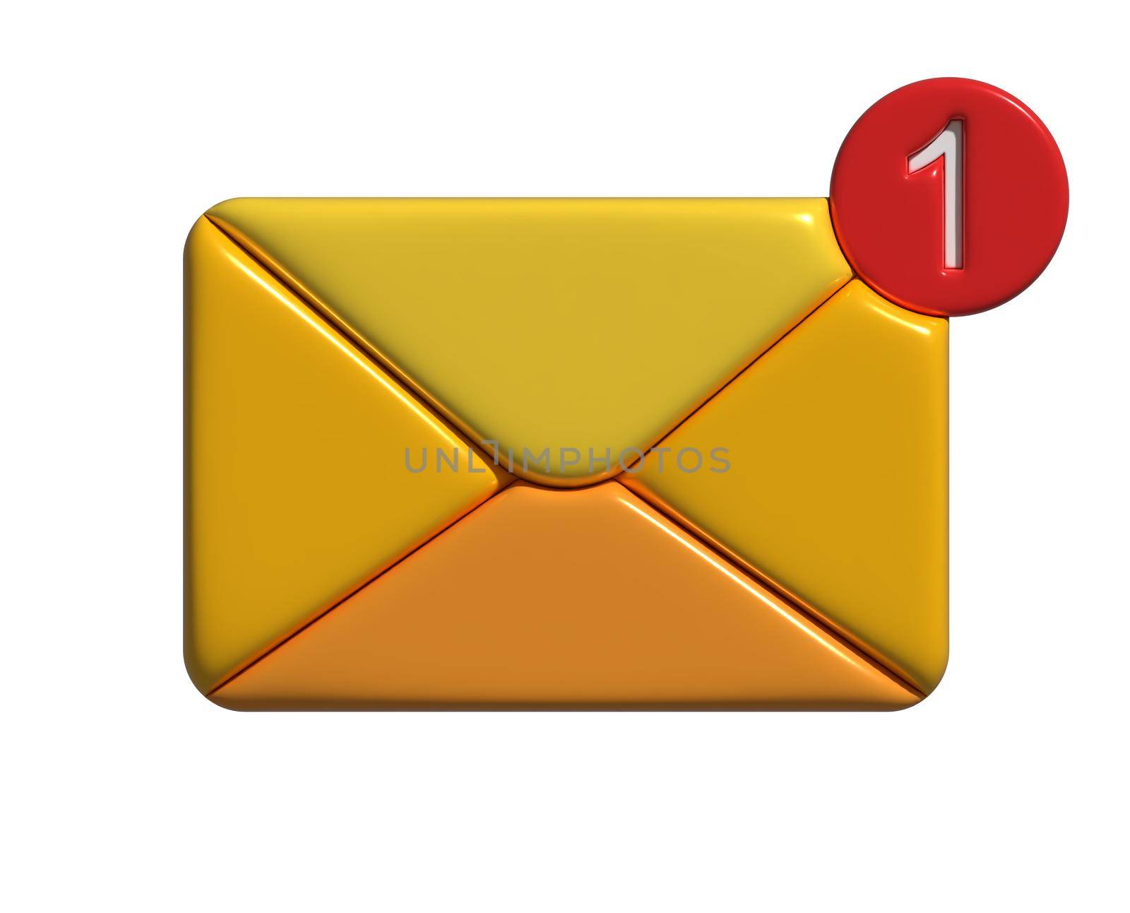 Orange voluminous envelope letter incoming message 3d illustration