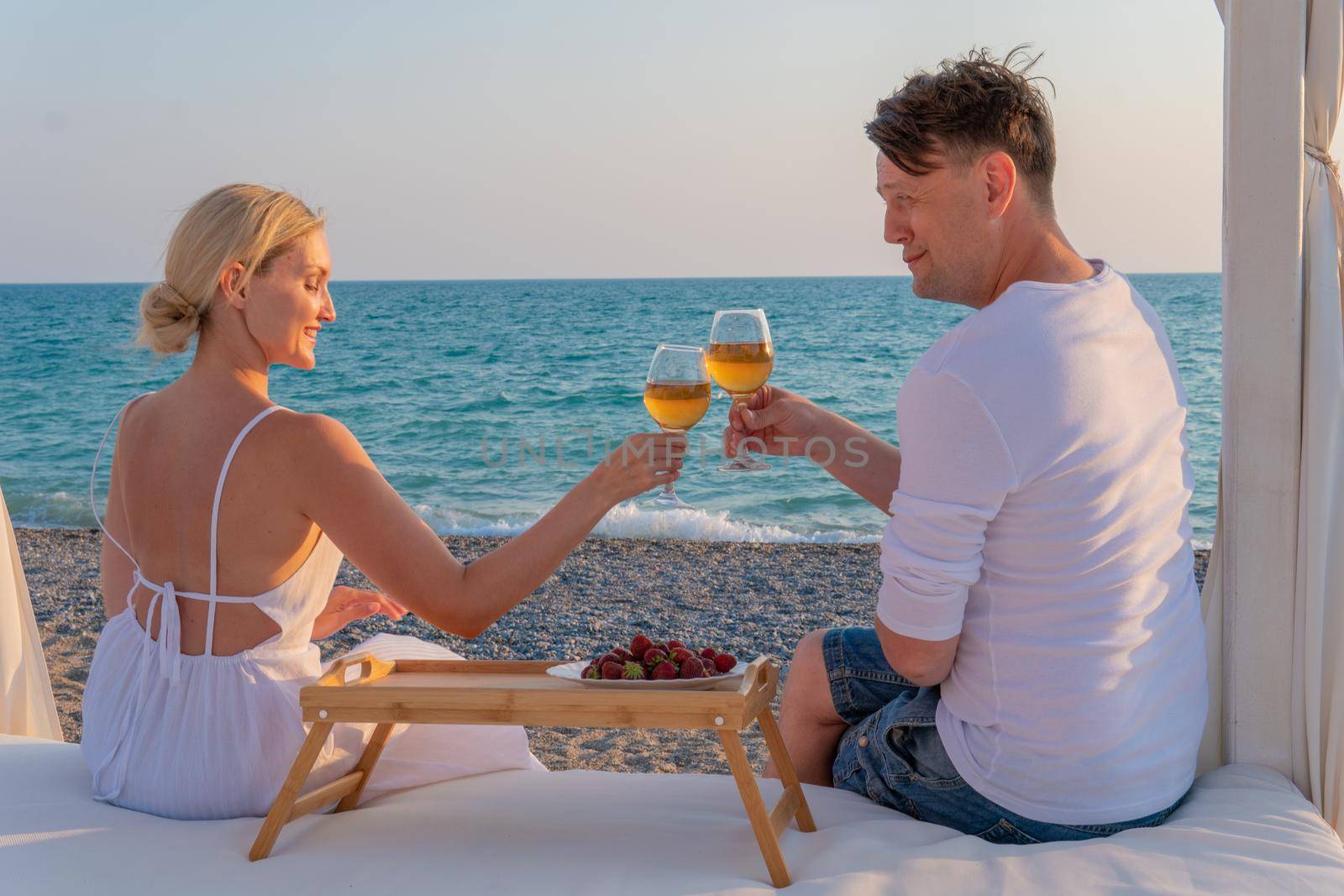 Girl wine sea romantic guy together restaurant rest copyspace rose, for day var from vacation for relax nature, sky tourism. Food concept weekend, by 89167702191