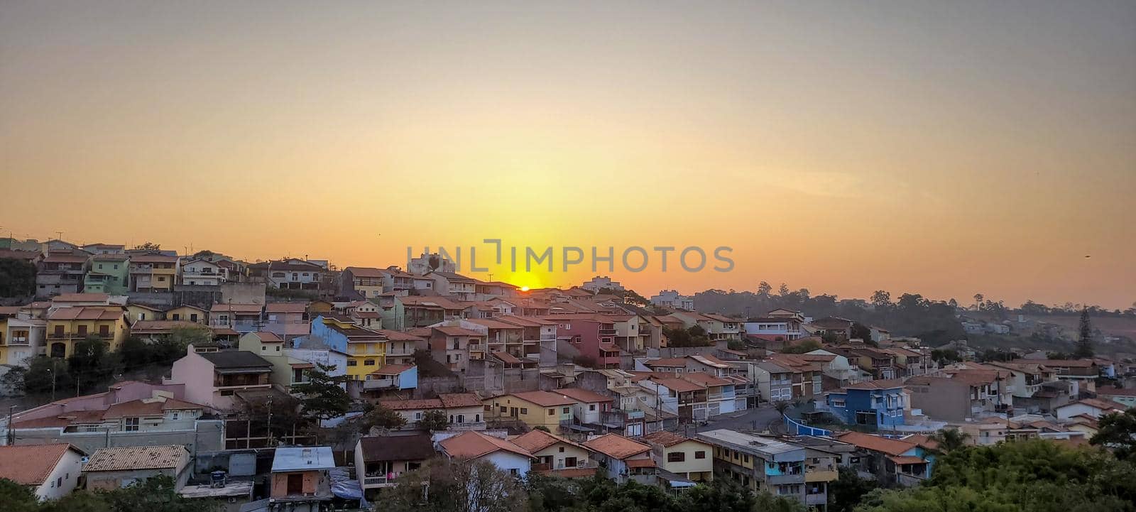 sunset view in late afternoon in Brazil in urban sunny day