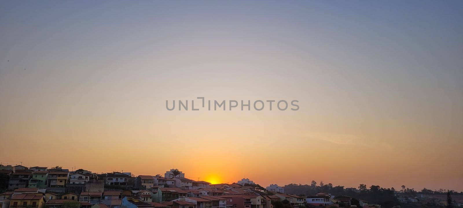 sunset view in late afternoon in Brazil in urban sunny day