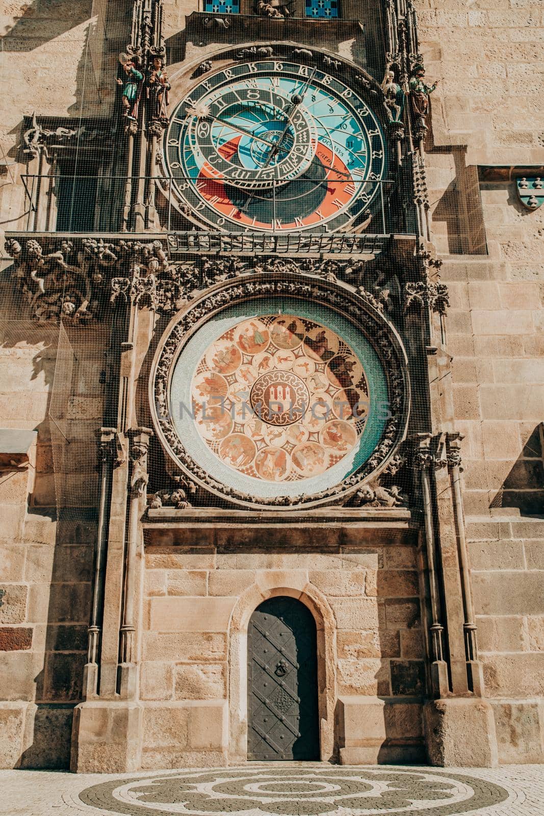 Historical medieval astronomical Clock in Prague, Old Town Hall square, Czech Republic. European capital, famous attraction. High quality photo