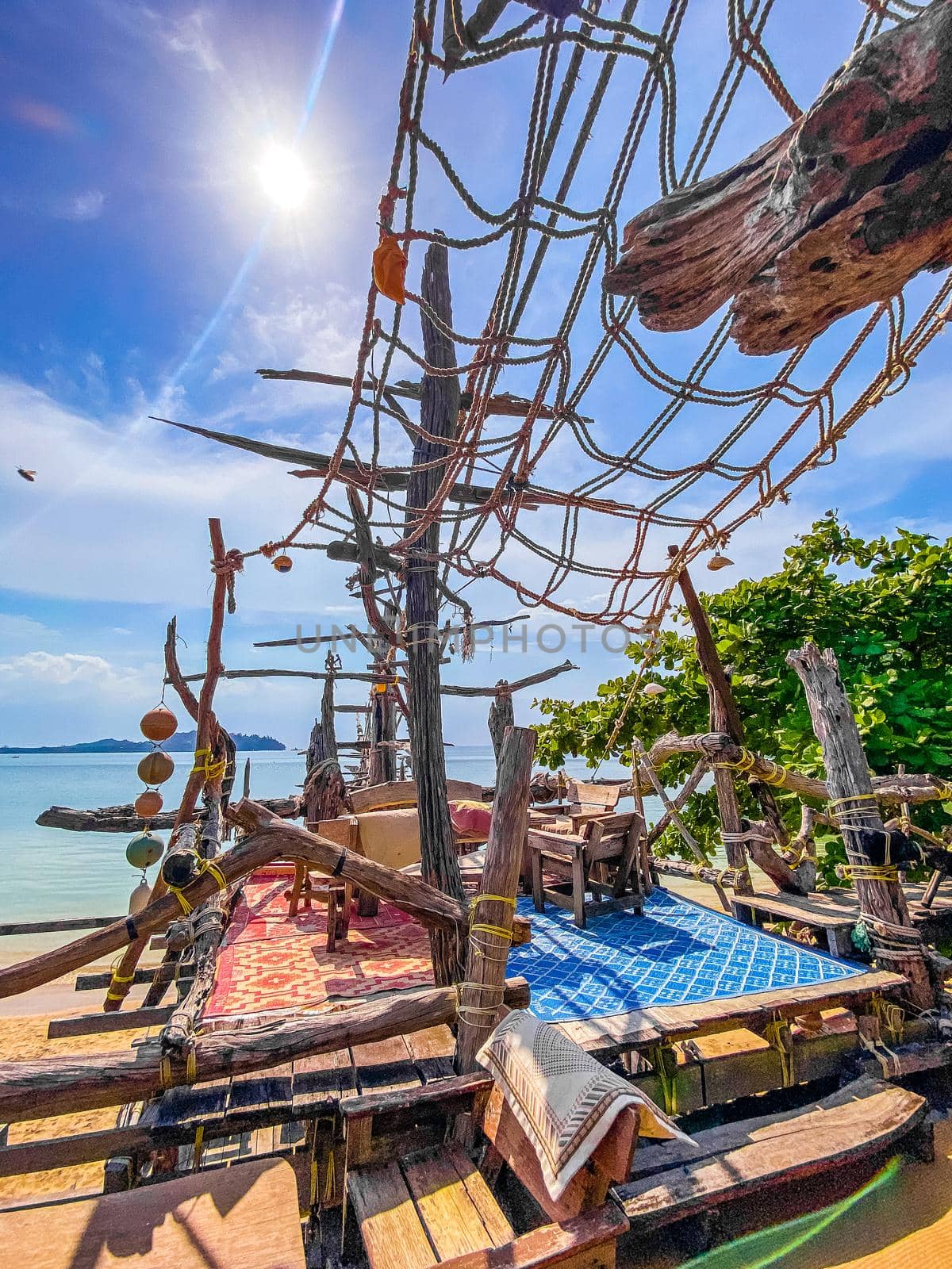 Old wooden pirate boat on the beach in Koh Phayam, Ranong, Thailand, south east asia