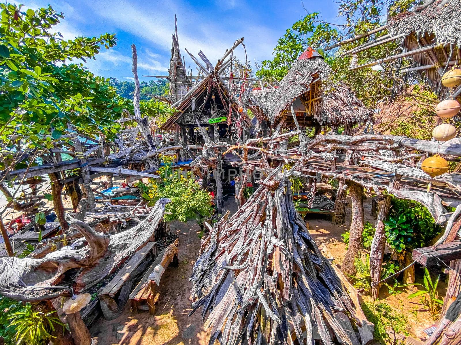 Old wooden pirate boat on the beach in Koh Phayam, Ranong, Thailand, south east asia