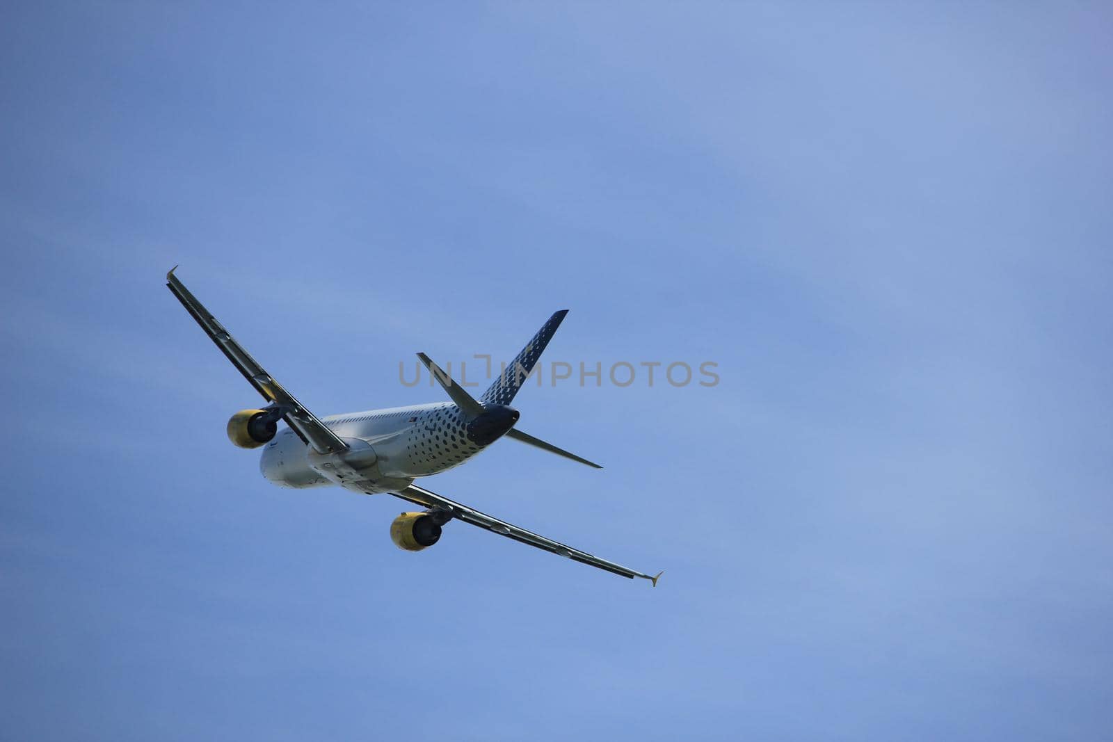 Amsterdam the Netherlands - July, 9th 2017: EC-MBF Vueling Airbus A320-200 takeoff from Buitenveldert runway Amsterdam Airport