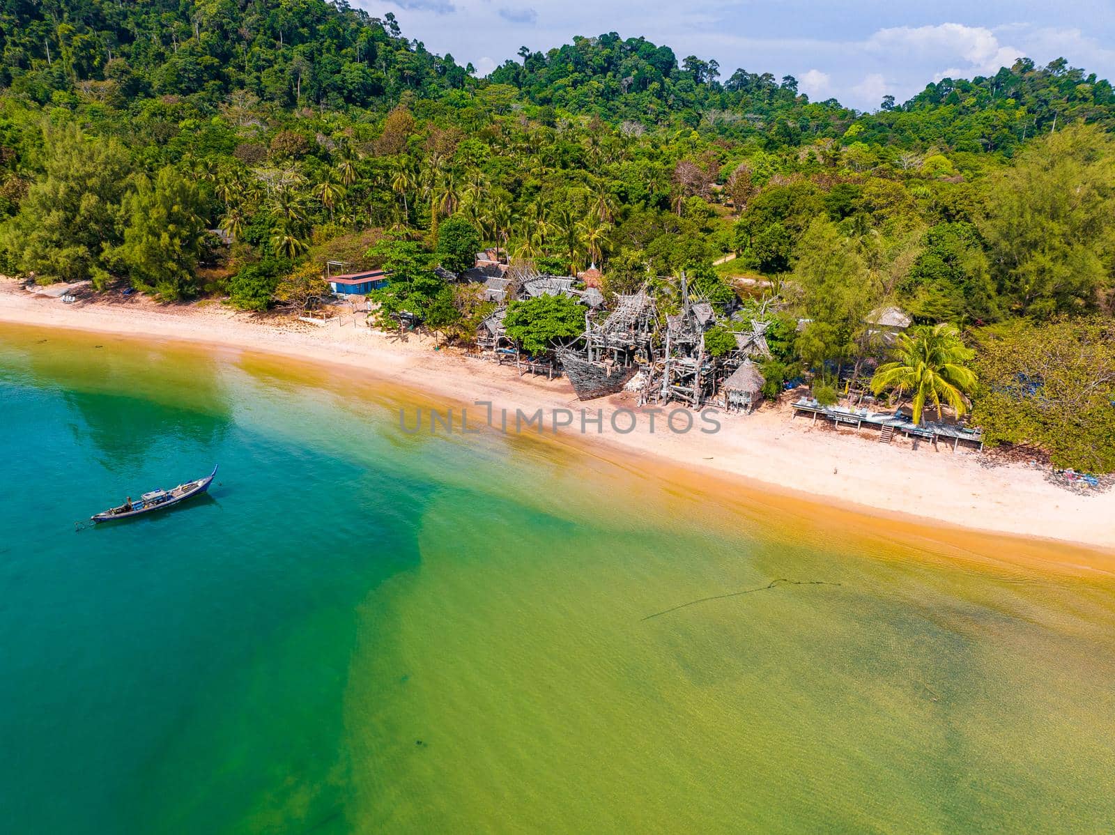 Old wooden pirate boat on the beach in Koh Phayam, Ranong, Thailand, south east asia