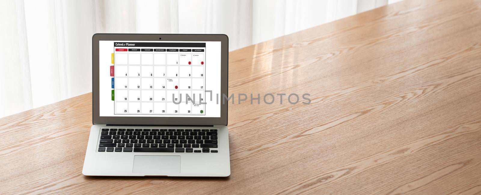 Calendar on computer software application for modish schedule planning for personal organizer and online business