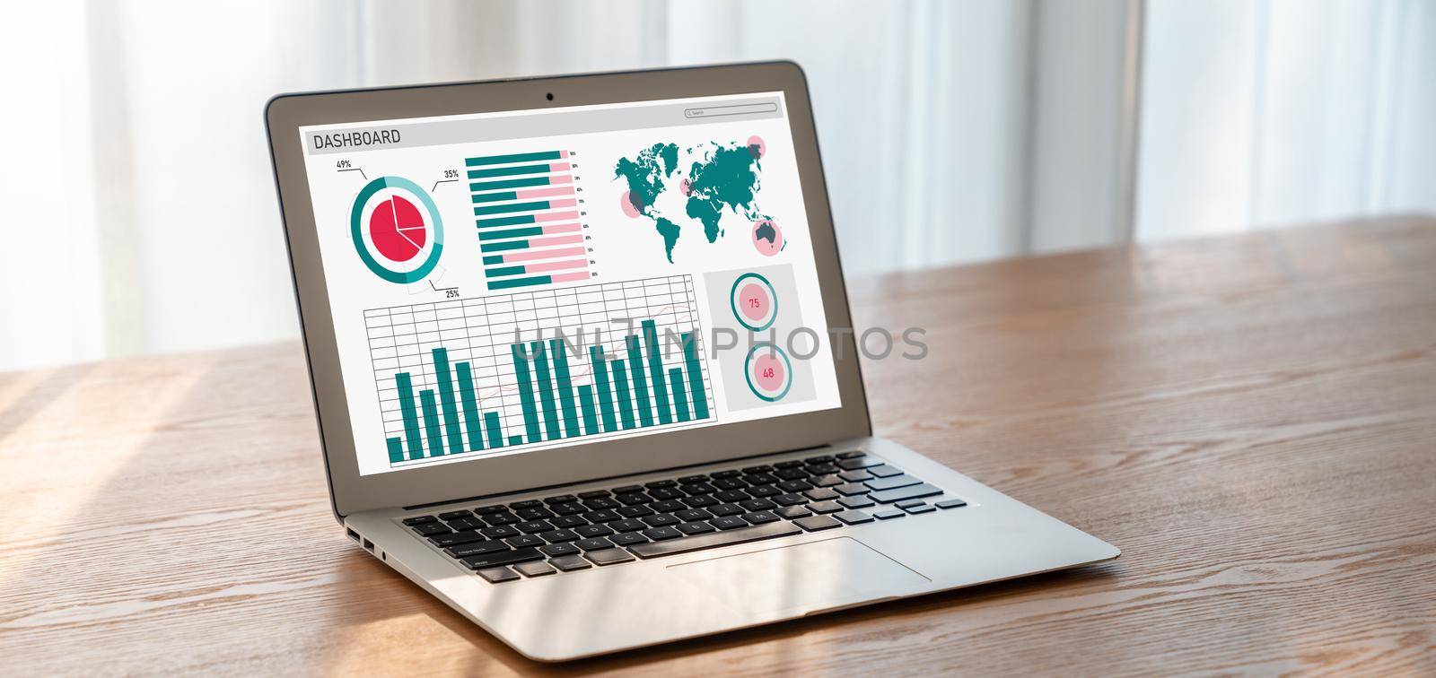 Business data dashboard provide modish business intelligence analytic by biancoblue