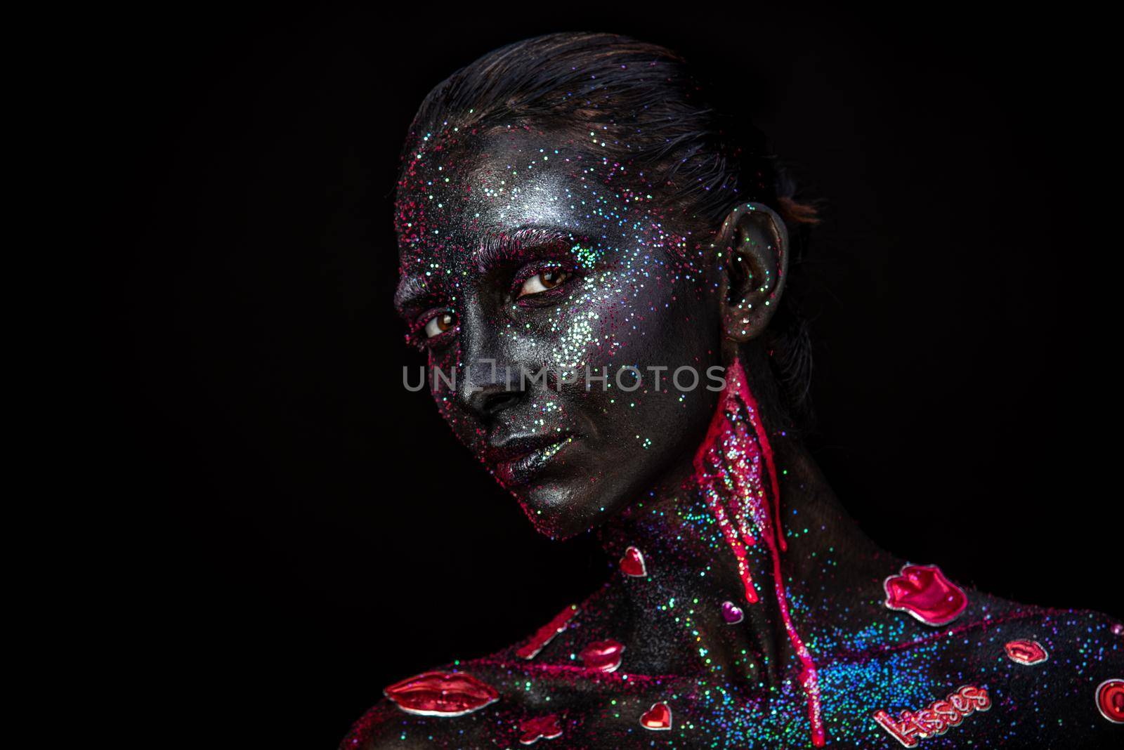 Mystical makeup of a woman in the dark by Multipedia