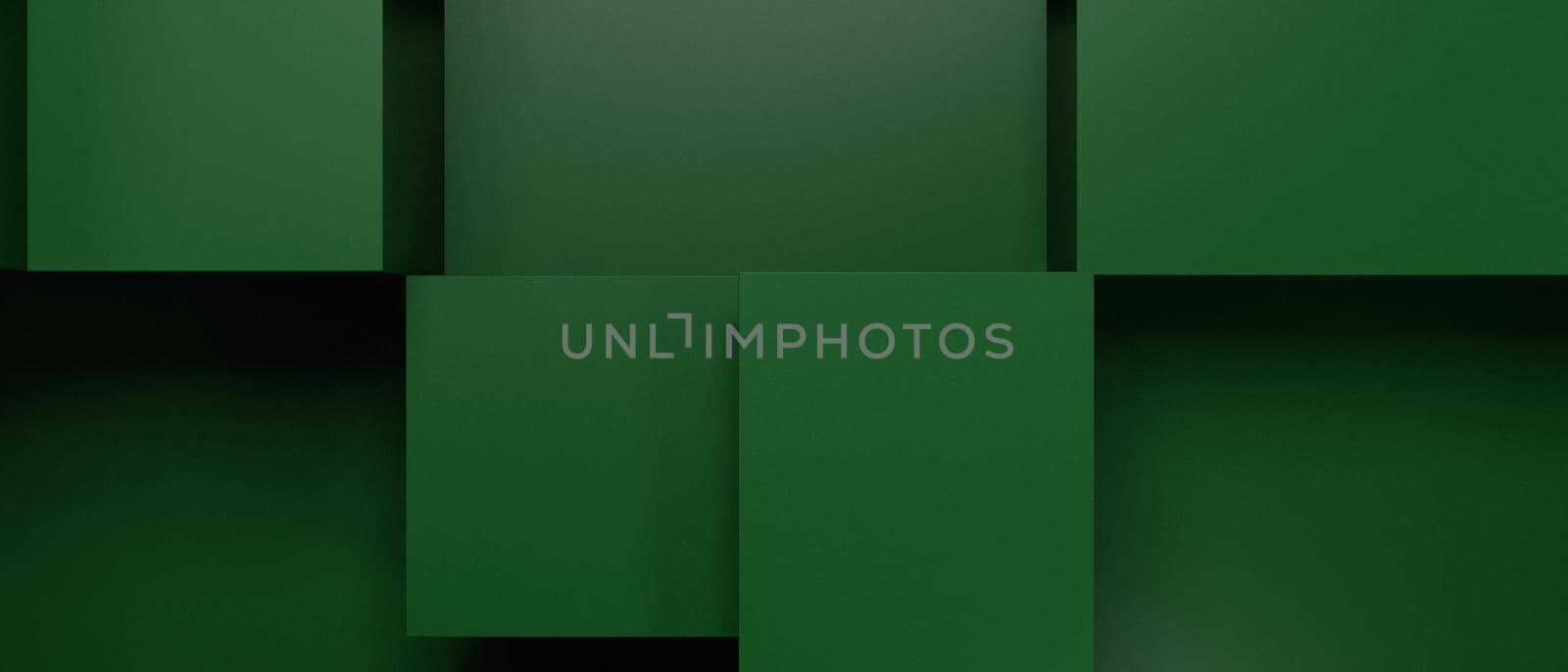 Abstract Luxurious Elegant Futuristic Block Cubes Trendy Futuristic Deep Green Banner Background 3D Render by yay_lmrb