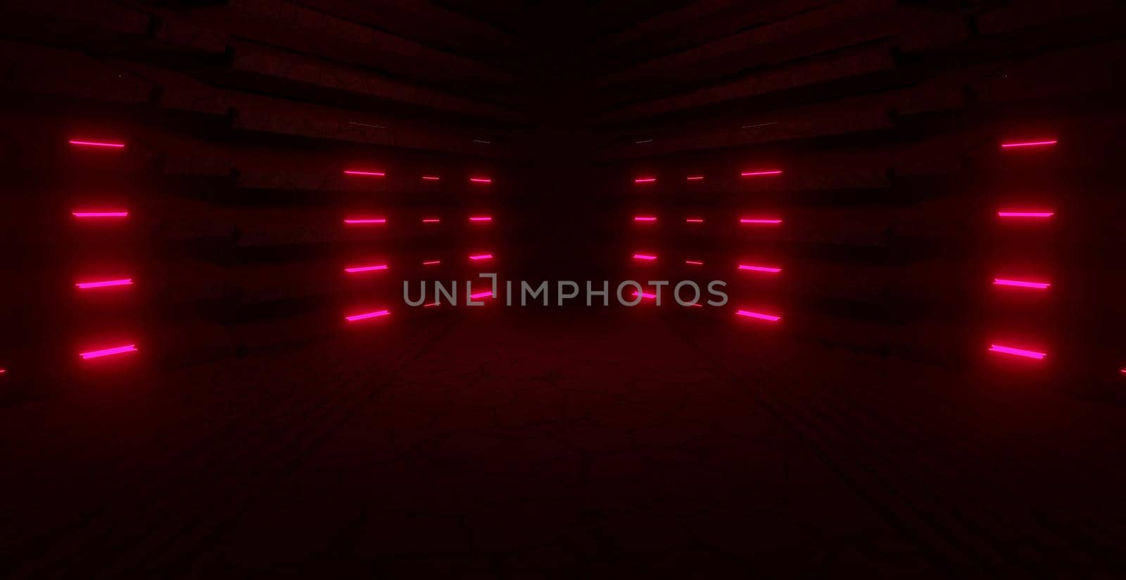 Futuristic Industrial Showroom Spotlight Red Background Wallpaper Space Age Concept 3D Illustration