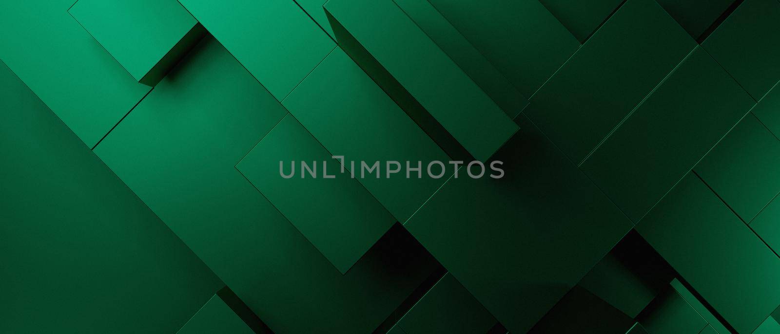 Abstract Creative 3D Cubes Three Dimensional Green Banner Background 3D Render by yay_lmrb