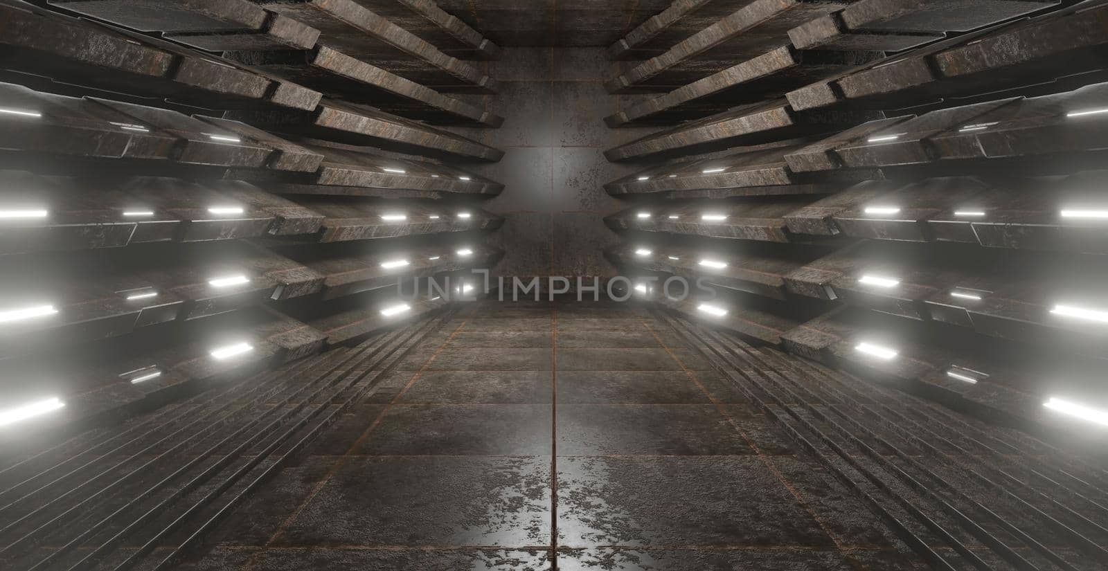 Empty Basement Underground Hall Dark Brown Abstract Background Concept Future 3d Render