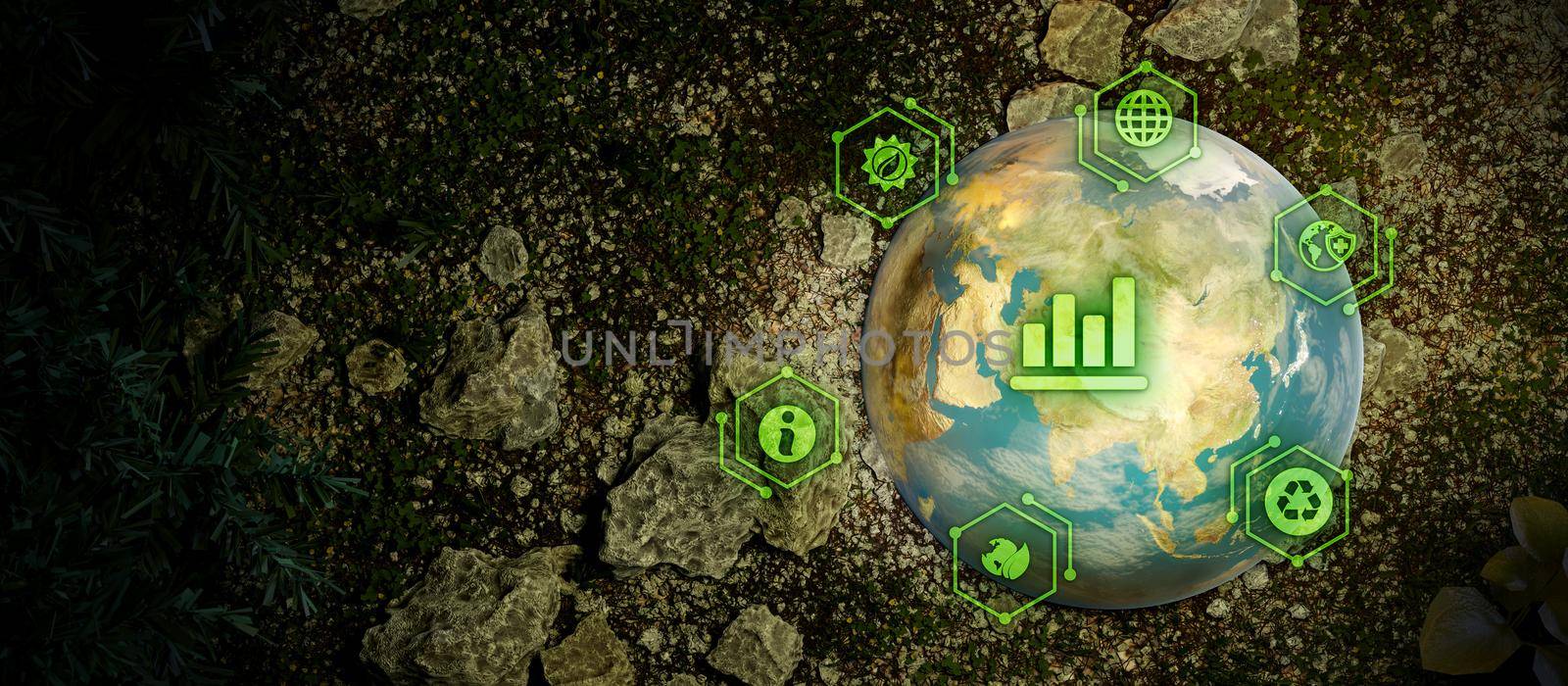 Green Business Sustainability Illustrative Banner Background 3D Illustration