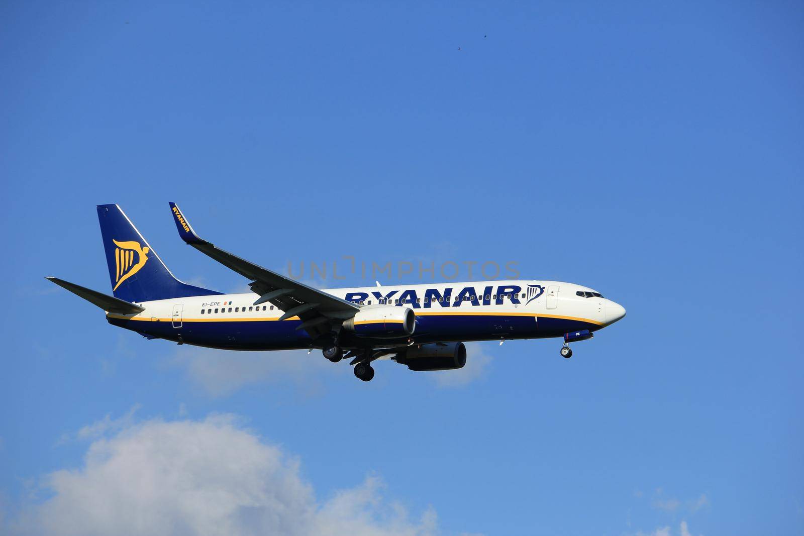 Amsterdam the Netherlands - May, 20th 2017: EI-EPE Ryanair Boeing 737 approaching Schiphol Polderbaan runway