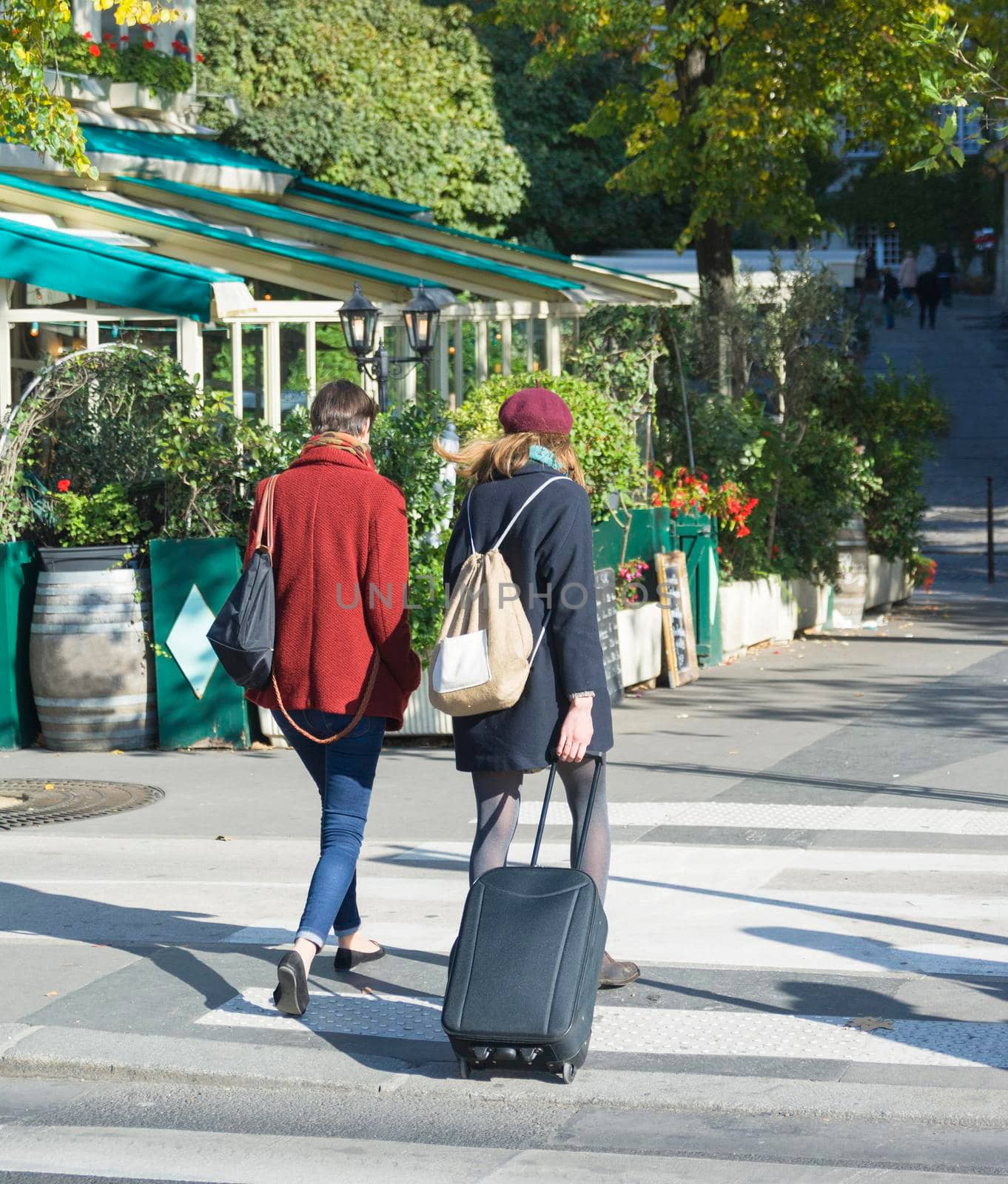 Woman traveller with travel suitcase