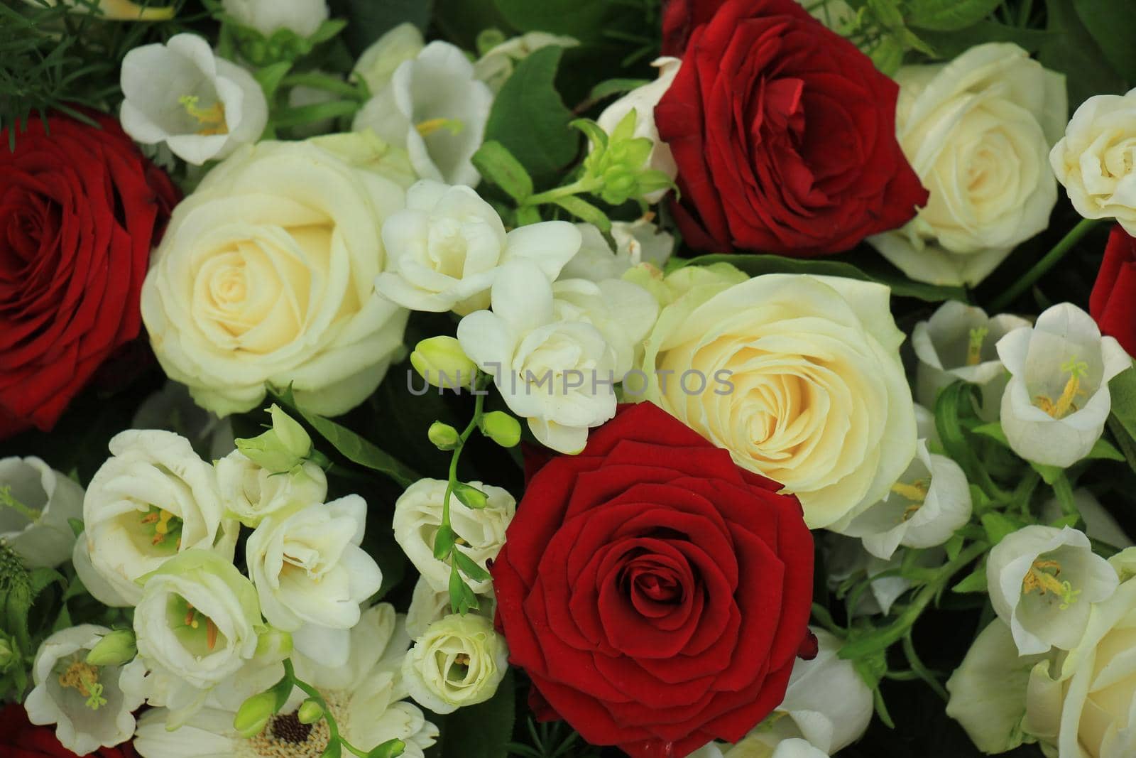 Classic red and white bouquet for a wedding