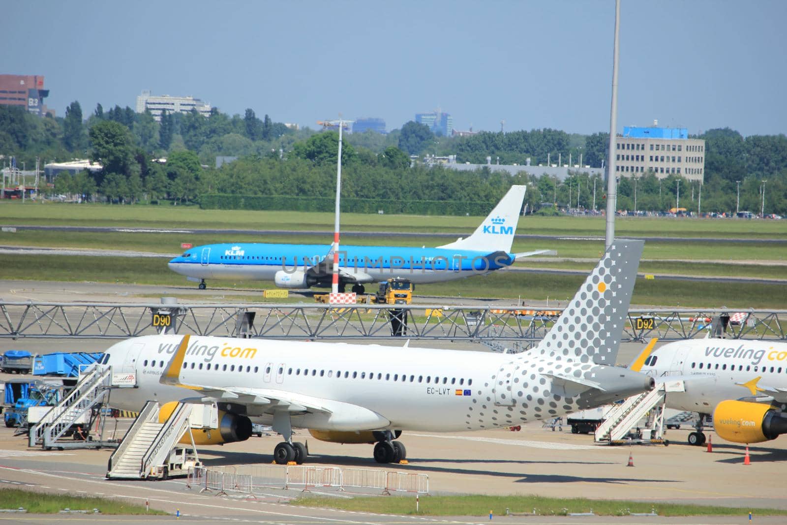 Amsterdam The Netherlands -  May 26th 2017: EC-LVT Vueling Airbus A320-200 parked at tarmac at Schiphol International Airport