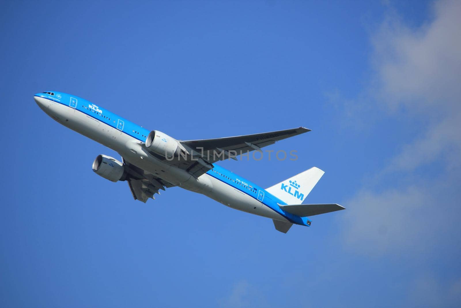 Amsterdam the Netherlands - September 23rd 2017: PH-BQD KLM Royal Dutch Airlines Boeing 777-200 takeoff from Kaagbaan runway, Amsterdam Airport Schiphol