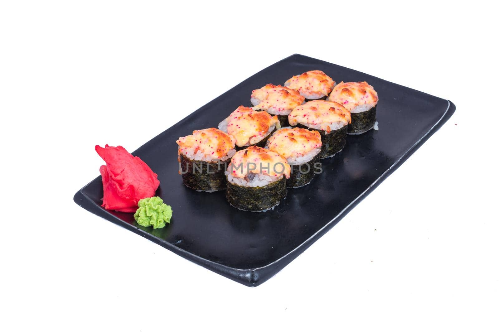 Japanese Cuisine - Sushi Roll with Shrimps and Conger, Avocado, Tobiko and Cheese. sushi rolls tempura,japanese food style ,Traditional Japanese cuisine, Crunchy Shrimp Tempura Roll by Andrii_Ko