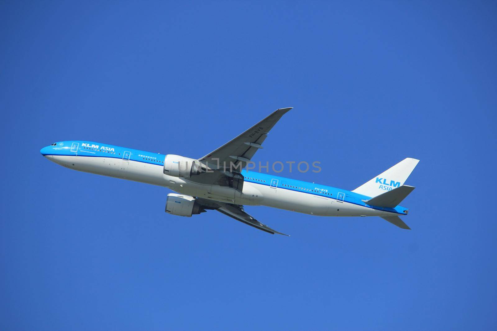 Amsterdam the Netherlands - September 23rd 2017: PH-BVB KLM Royal Dutch Airlines Boeing 777-300 takeoff from Kaagbaan runway, Amsterdam Airport Schiphol