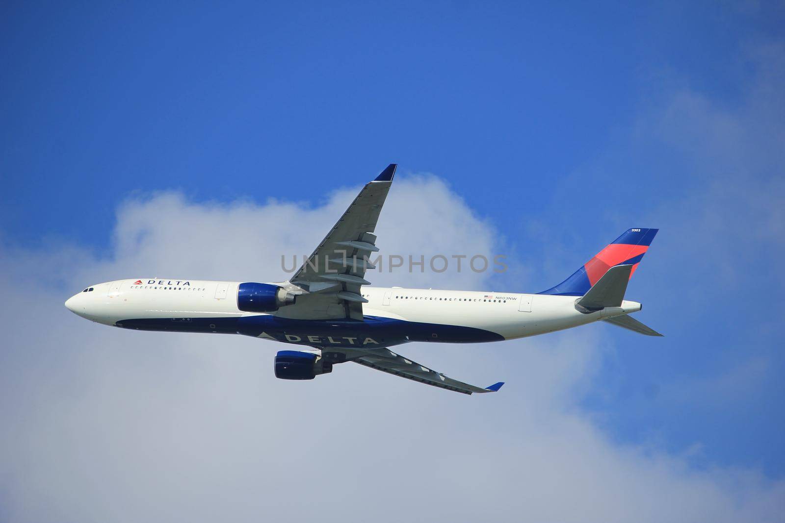 Amsterdam the Netherlands - September 23rd 2017: N803NW Delta Air Lines Airbus A330-323 takeoff from Kaagbaan runway, Amsterdam Airport Schiphol