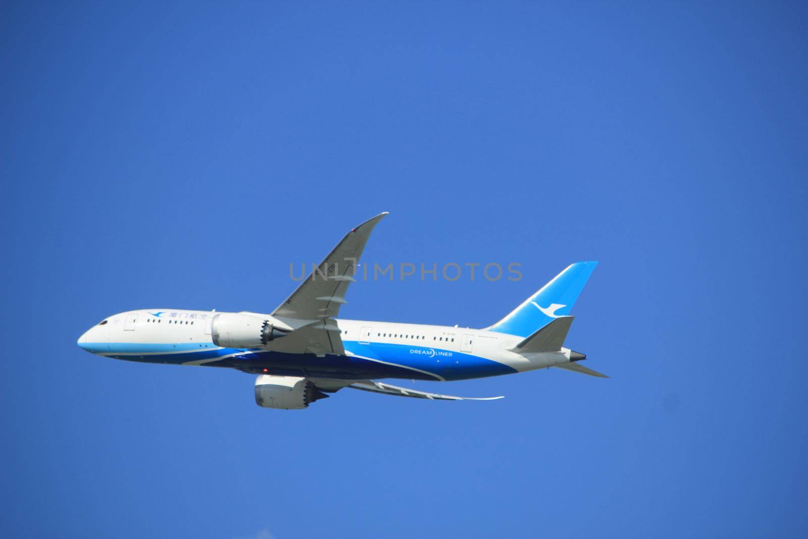 Amsterdam the Netherlands - September 23rd 2017: B-2761 Xiamen Airlines Boeing 787-8 Dreamliner takeoff from Kaagbaan runway, Amsterdam Airport Schiphol