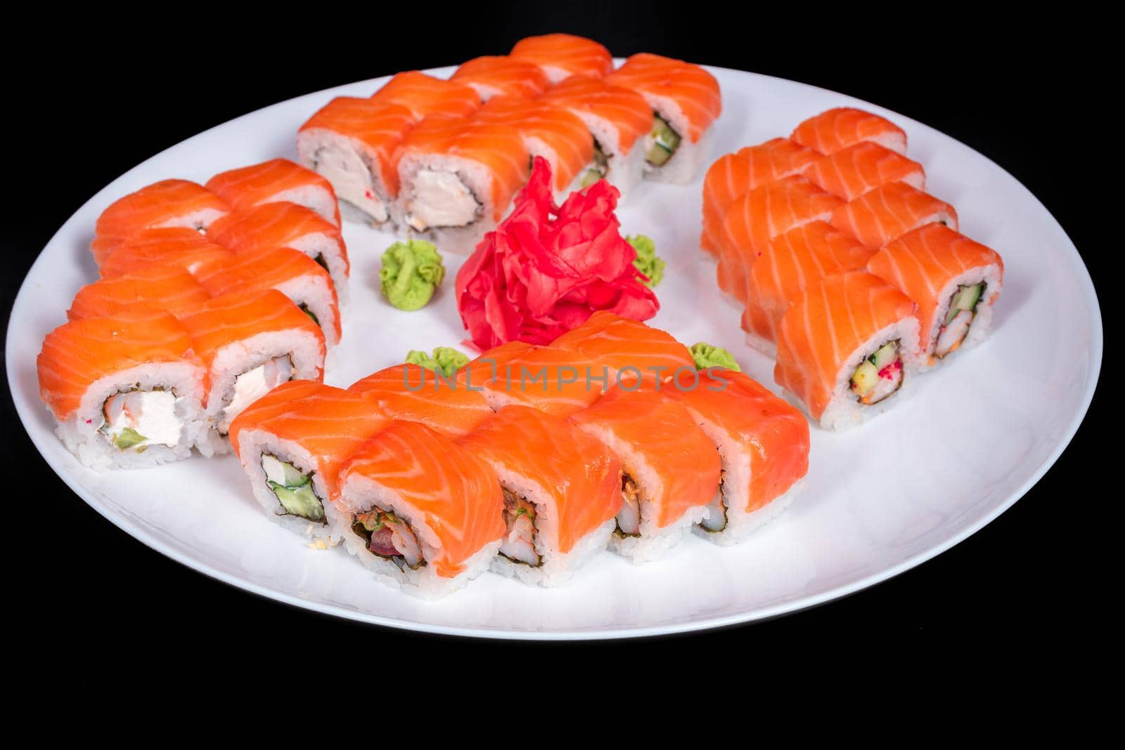 Japanese Cuisine - Sushi Roll with Shrimps and Conger, Avocado, Tobiko and Cheese. sushi rolls tempura,japanese food style ,Traditional Japanese cuisine, Crunchy Shrimp Tempura Roll by Andrii_Ko