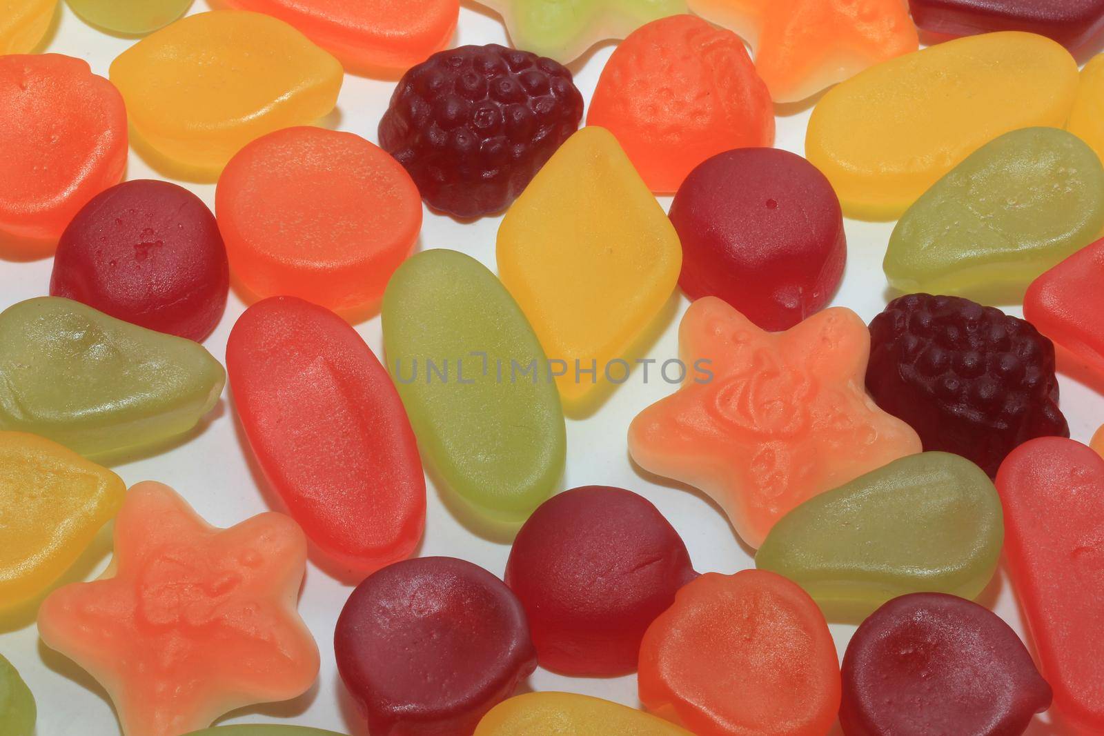 Candy in different shapes, colors and sizes