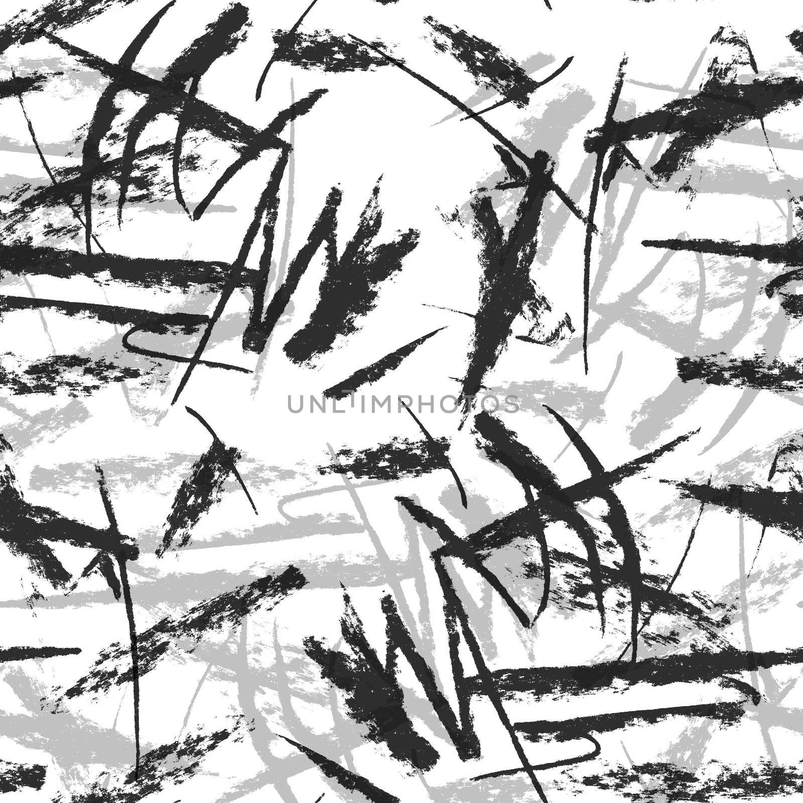 Pencil art seamless pattern, abstract repeat hand drawn sketch texture, natural dark grunge background illustration