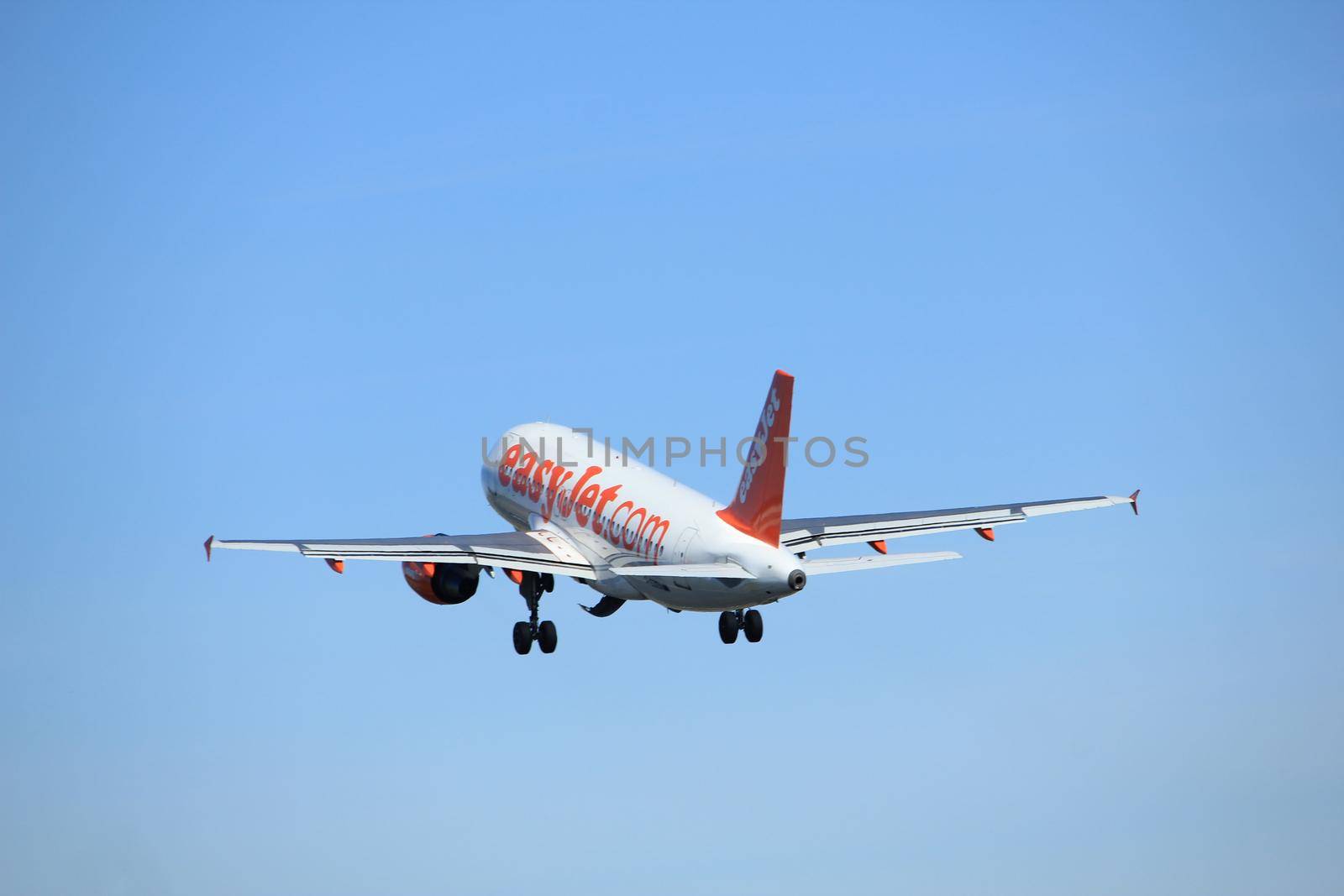 Amsterdam the Netherlands - March 25th, 2017: G-EZEN easyJet Airbus A319-100 takeoff from Polderbaan runway.