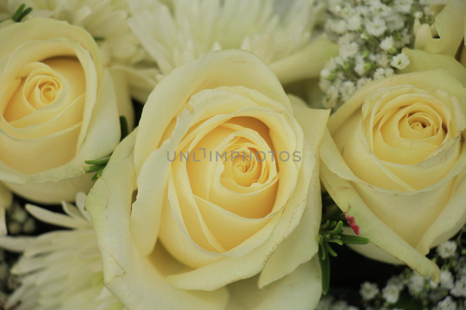 White roses in a floral wedding decoration