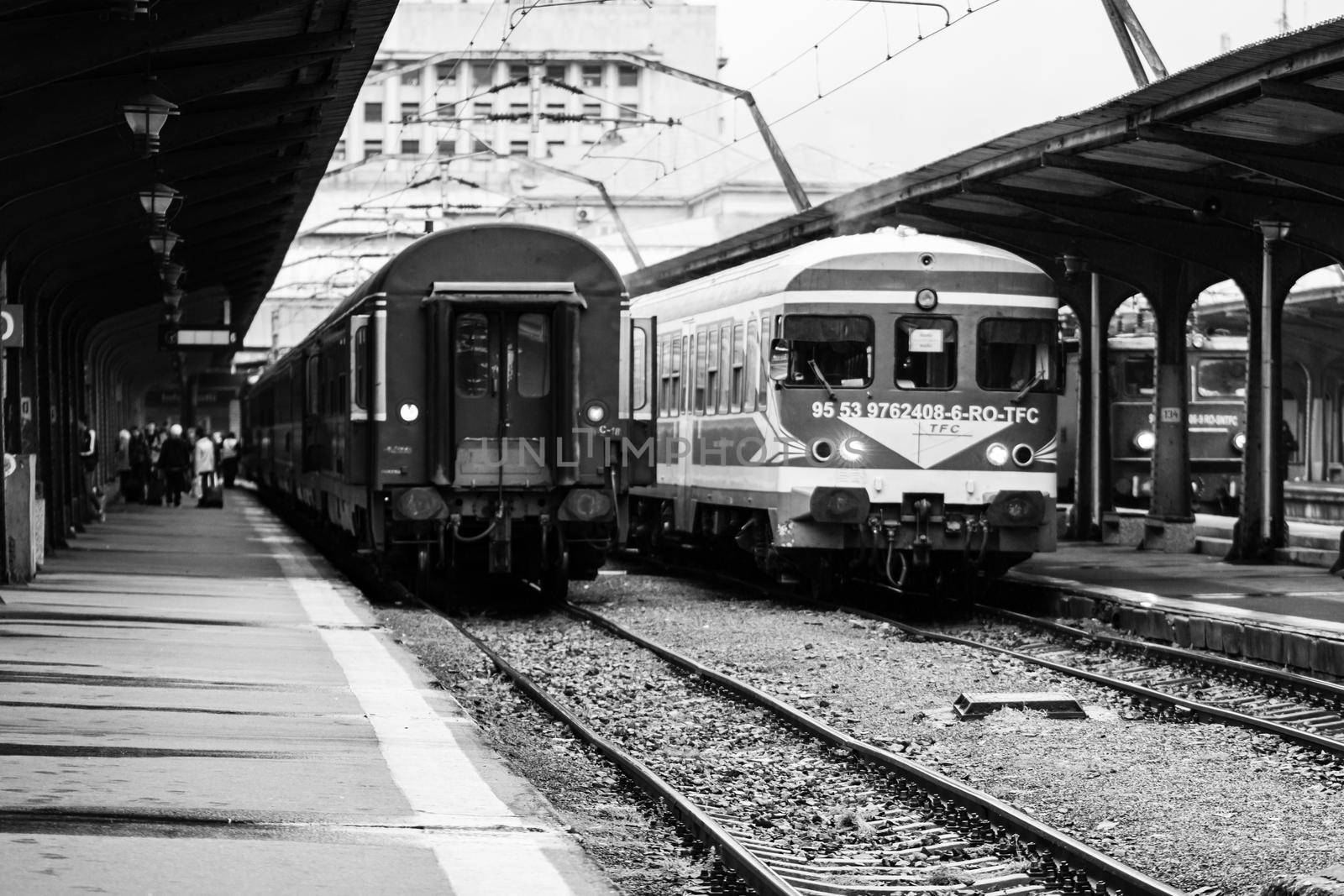 Train at Bucharest North Railway Station (Gara de Nord Bucharest) Romania, 2022