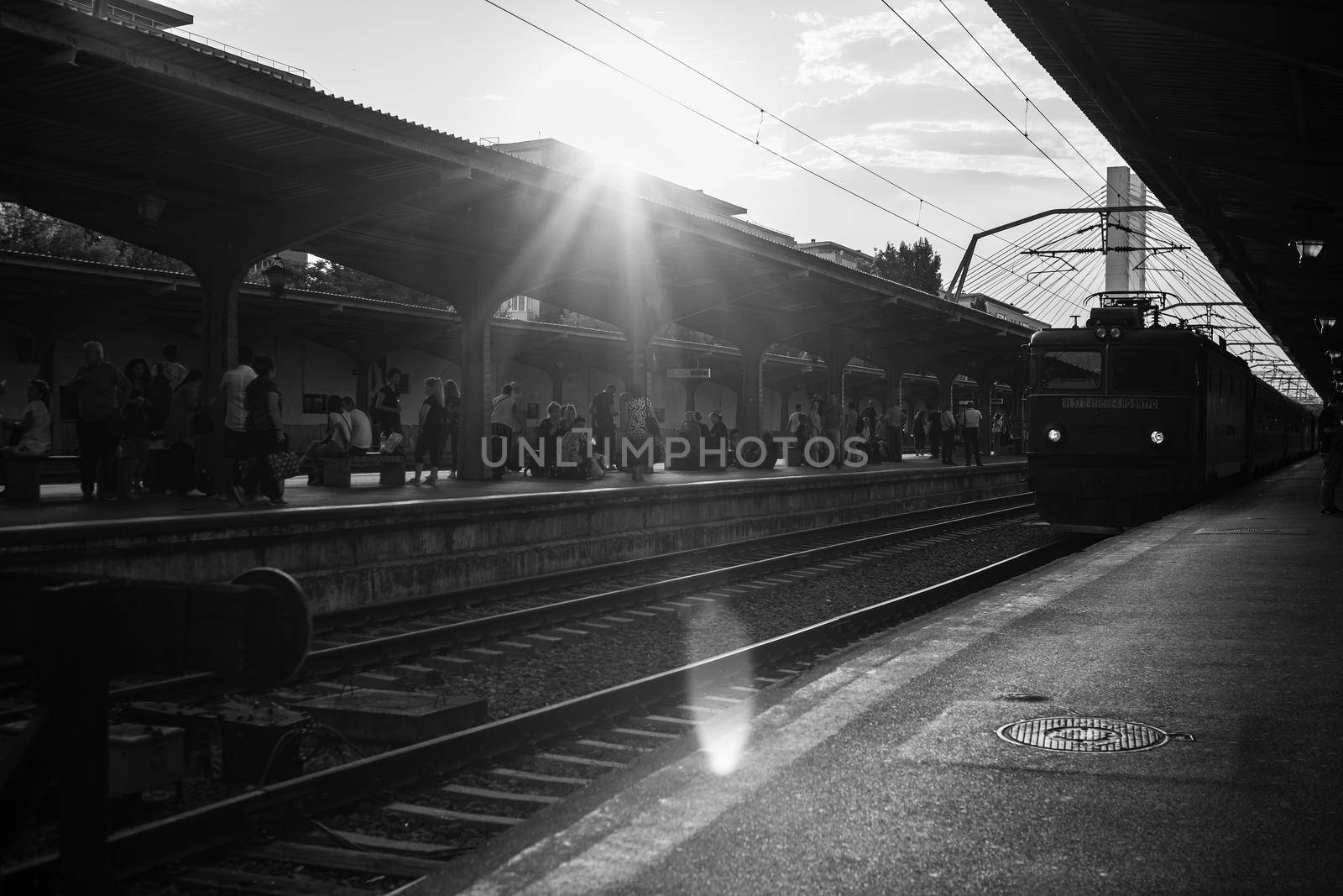 Train at Bucharest North Railway Station (Gara de Nord Bucharest) Romania, 2022 by vladispas