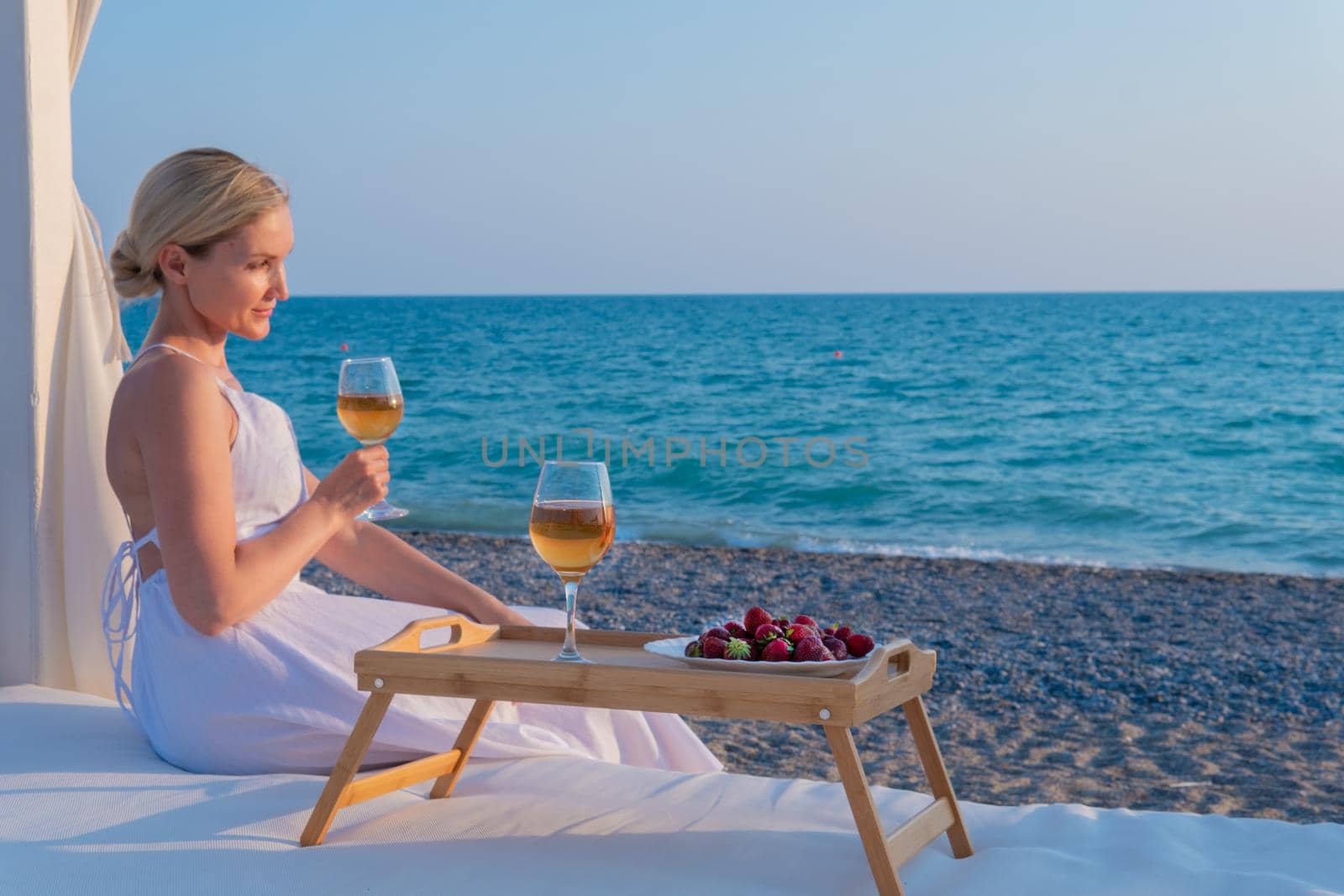 Drinks tray wine sea rest restaurant two copyspace rose sunny, from var background for relax from picnic water, celebration wineglass. View weekend luxury, by 89167702191