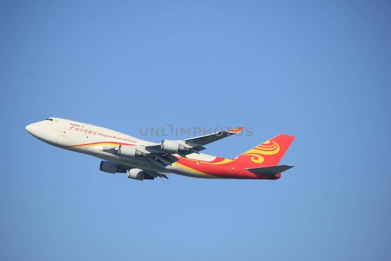 Amsterdam the Netherlands - October 15th, 2017: B-2437 Yangtze River Express Boeing 747-400F takeoff from Kaagbaan runway, Amsterdam Airport Schiphol