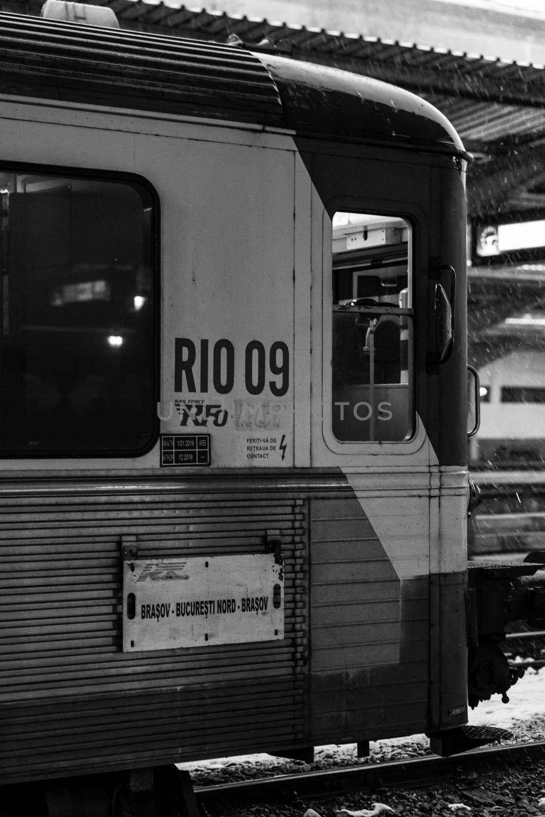 Train at Bucharest North Railway Station (Gara de Nord Bucharest) Romania, 2022 by vladispas