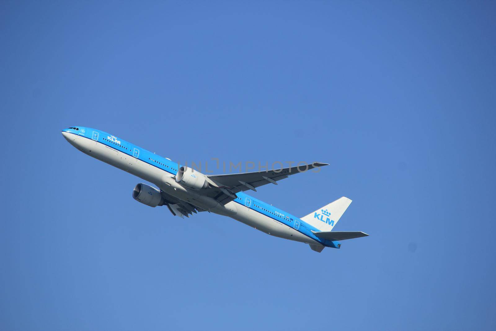 Amsterdam the Netherlands - October 15th, 2017: PH-BVF KLM Royal Dutch Airlines Boeing 777-300 takeoff from Kaagbaan runway, Amsterdam Airport Schiphol