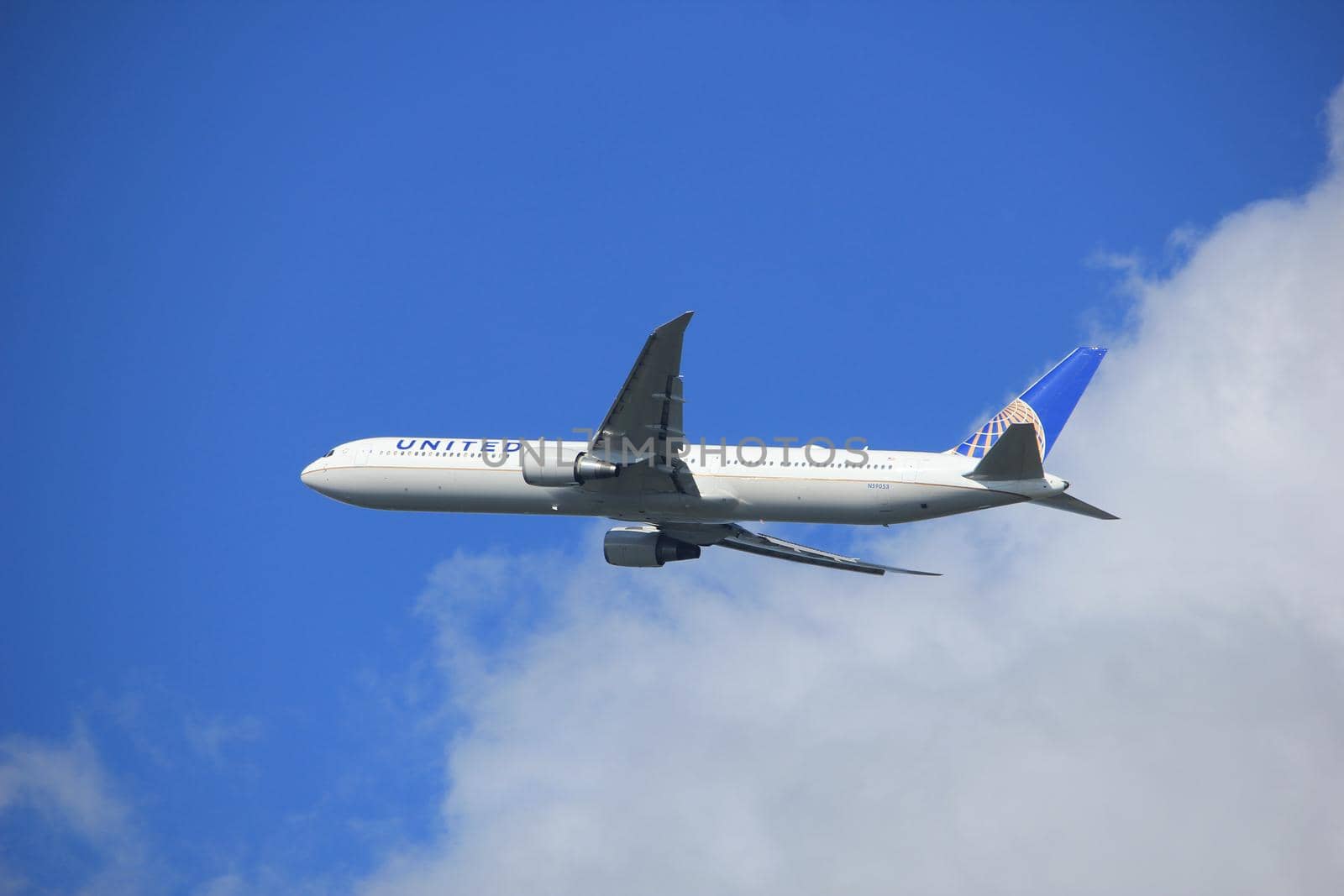 Amsterdam the Netherlands - September 23rd 2017: N59053 United Airlines Boeing 767-400 takeoff from Kaagbaan runway, Amsterdam Airport Schiphol