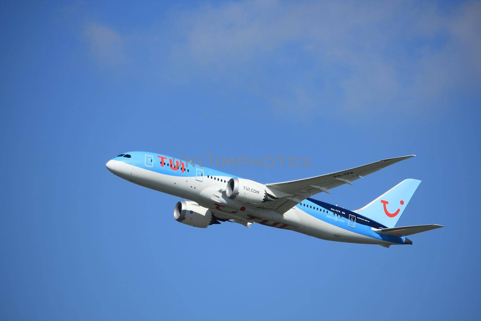 Amsterdam the Netherlands - September 23rd 2017:  PH-TFK TUI Airlines Netherlands Boeing 787-8 Dreamliner takeoff from Kaagbaan runway, Amsterdam Airport Schiphol