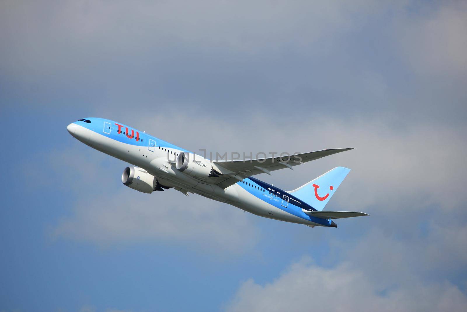 Amsterdam the Netherlands - September 23rd 2017: PH-TFL TUI Airlines Netherlands Boeing 787-8 Dreamliner  takeoff from Kaagbaan runway, Amsterdam Airport Schiphol