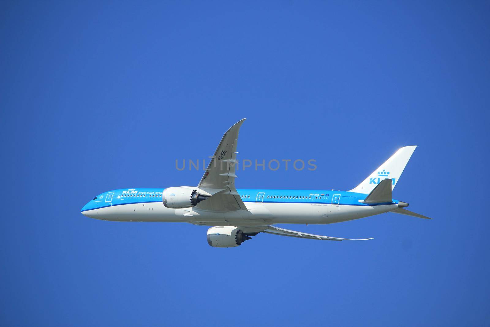 Amsterdam the Netherlands - September 23rd 2017: PH-BHL KLM Royal Dutch Airlines Boeing 787-9 Dreamliner takeoff from Kaagbaan runway, Amsterdam Airport Schiphol