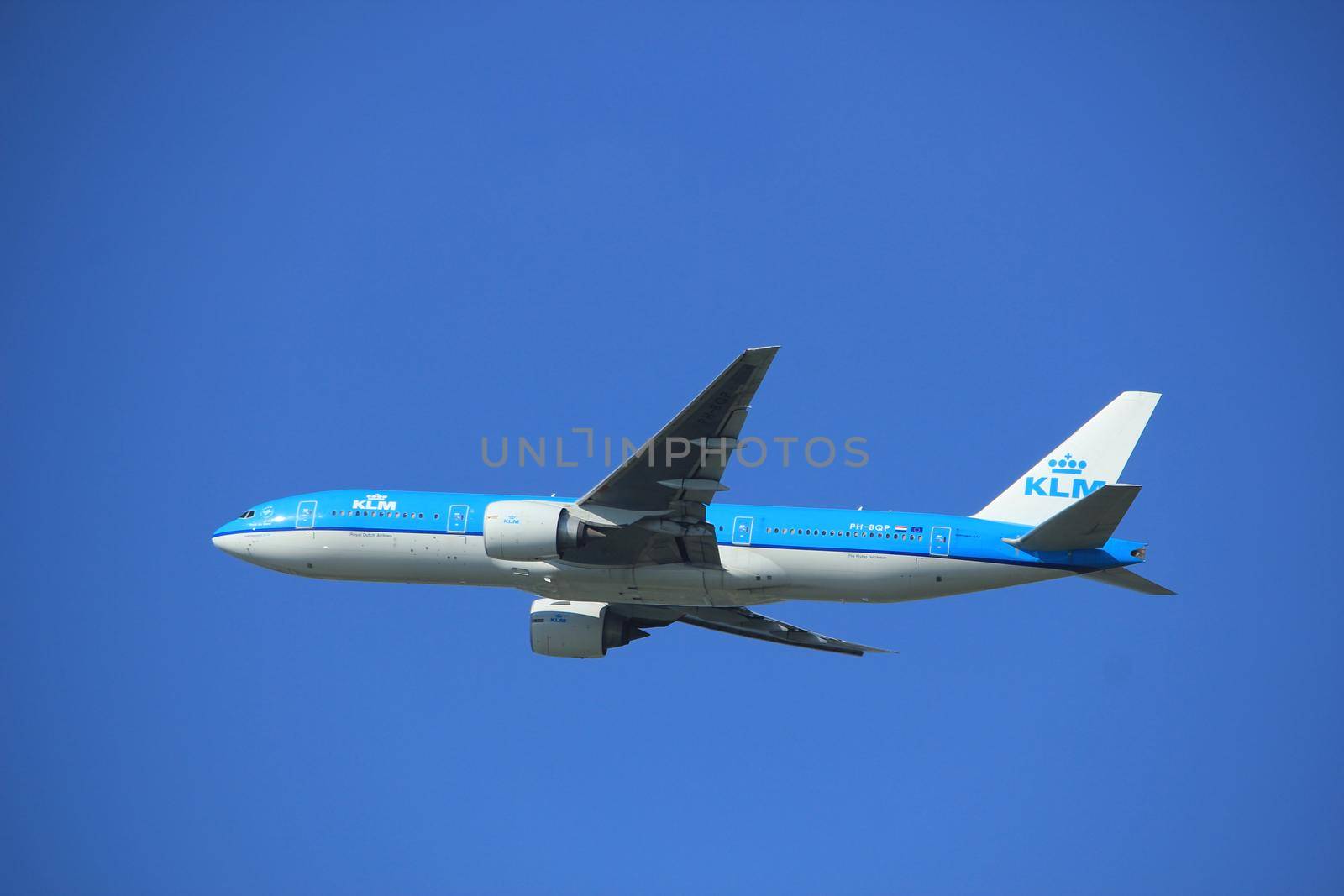 Amsterdam the Netherlands - September 23rd 2017: PH-BQH KLM Royal Dutch Airlines Boeing 777-200 takeoff from Kaagbaan runway, Amsterdam Airport Schiphol