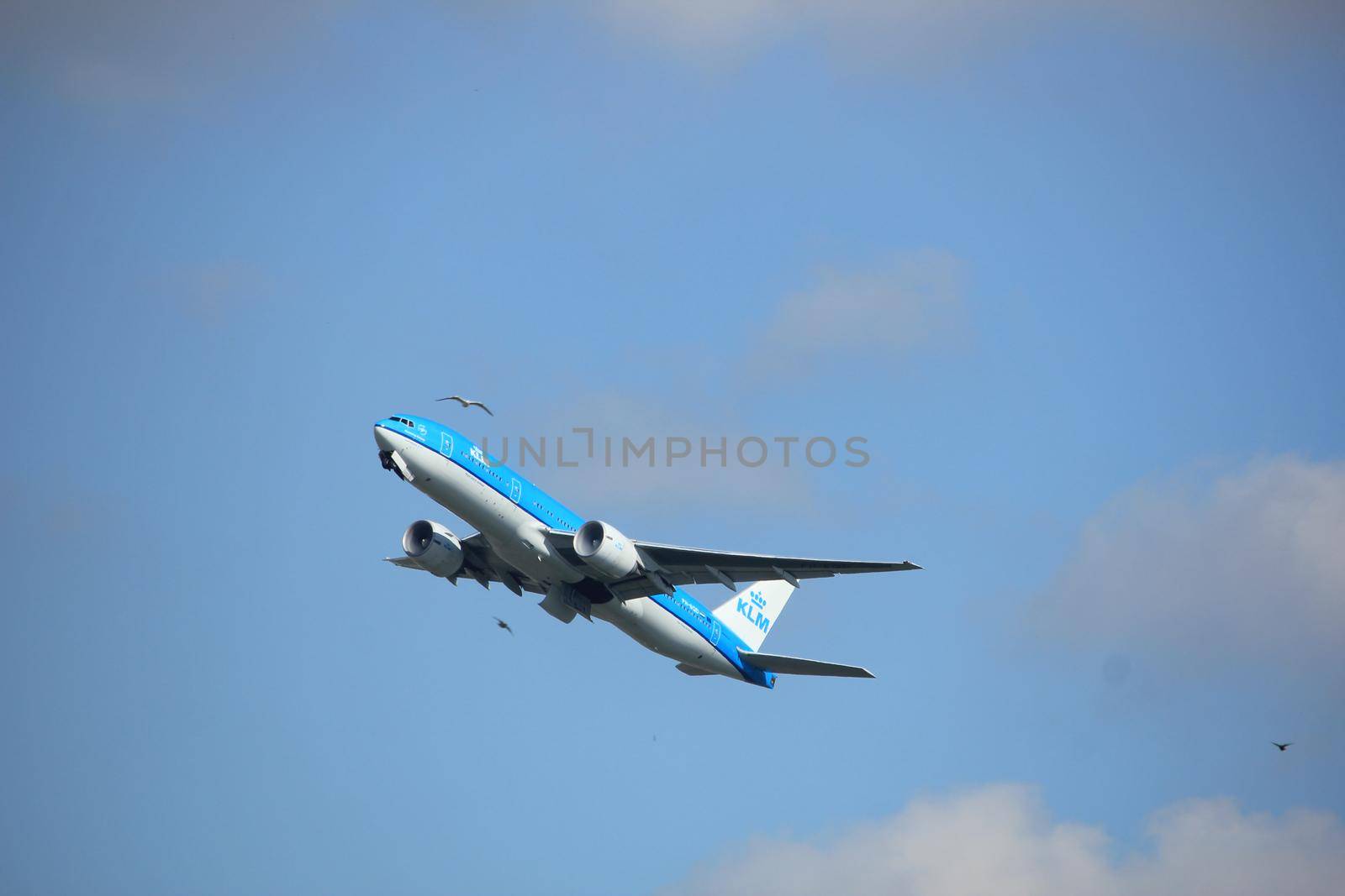 Amsterdam the Netherlands - September 23rd 2017: PH-BQD KLM Royal Dutch Airlines Boeing 777-200 takeoff from Kaagbaan runway, Amsterdam Airport Schiphol