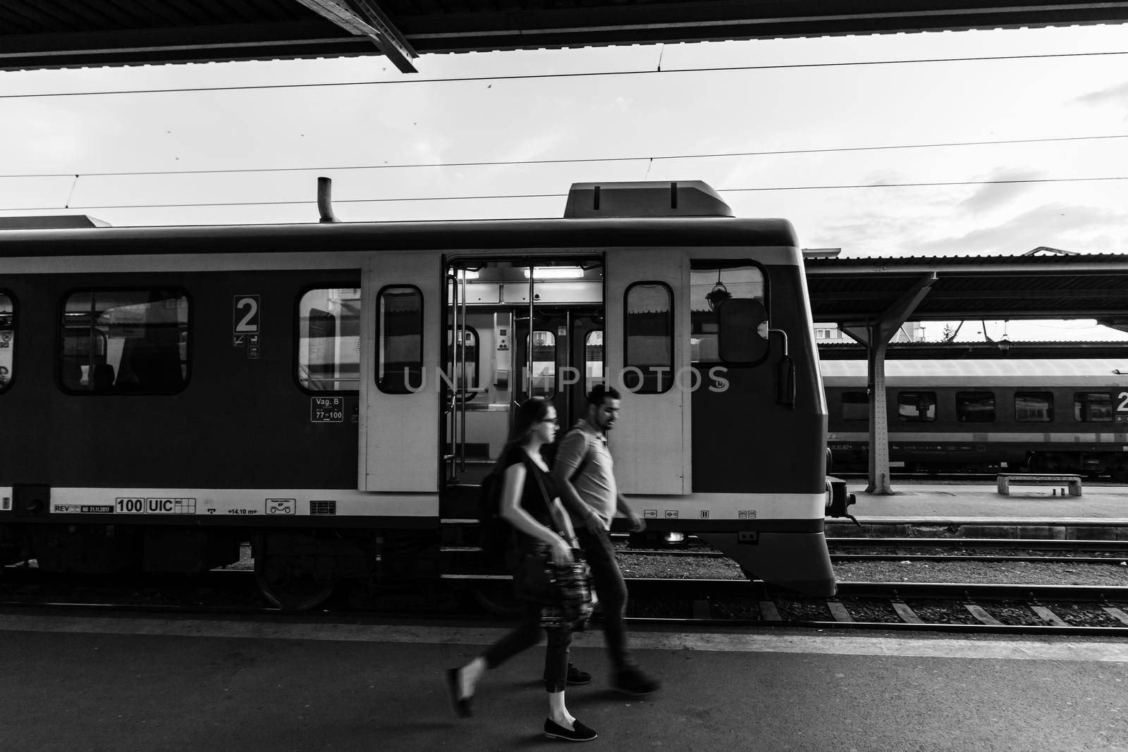 Train at Bucharest North Railway Station (Gara de Nord Bucharest) Romania, 2022