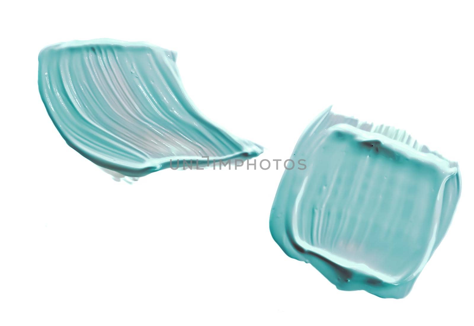 Pastel mint beauty swatch, skincare and makeup cosmetic product sample texture isolated on white background, make-up smudge, cream cosmetics smear or paint brush stroke closeup