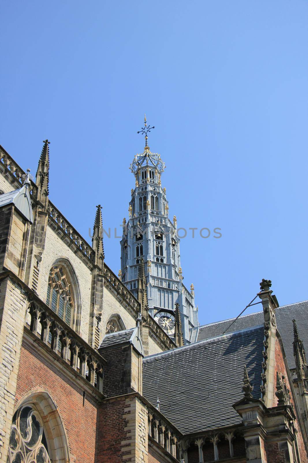 Detail of the great St. Bavo church in Haarlem, the Netherlands
